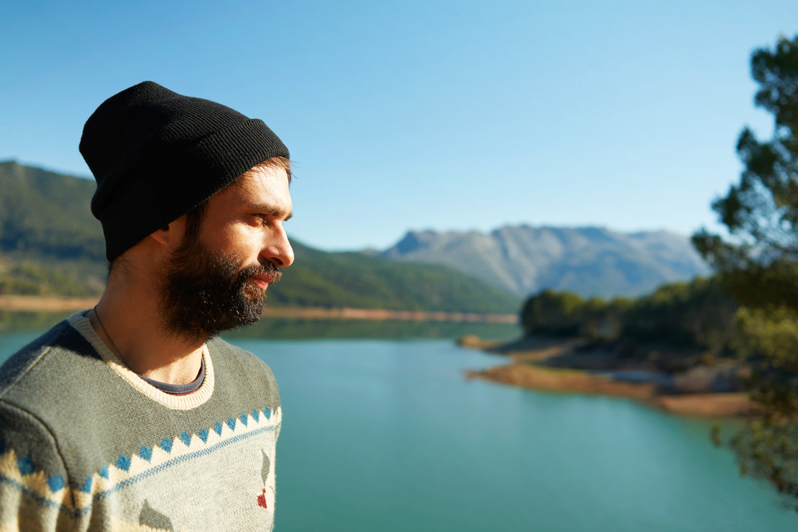 Man relaxing in the great outdoors