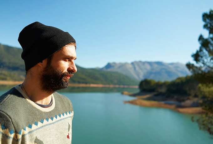 Man relaxing in the great outdoors