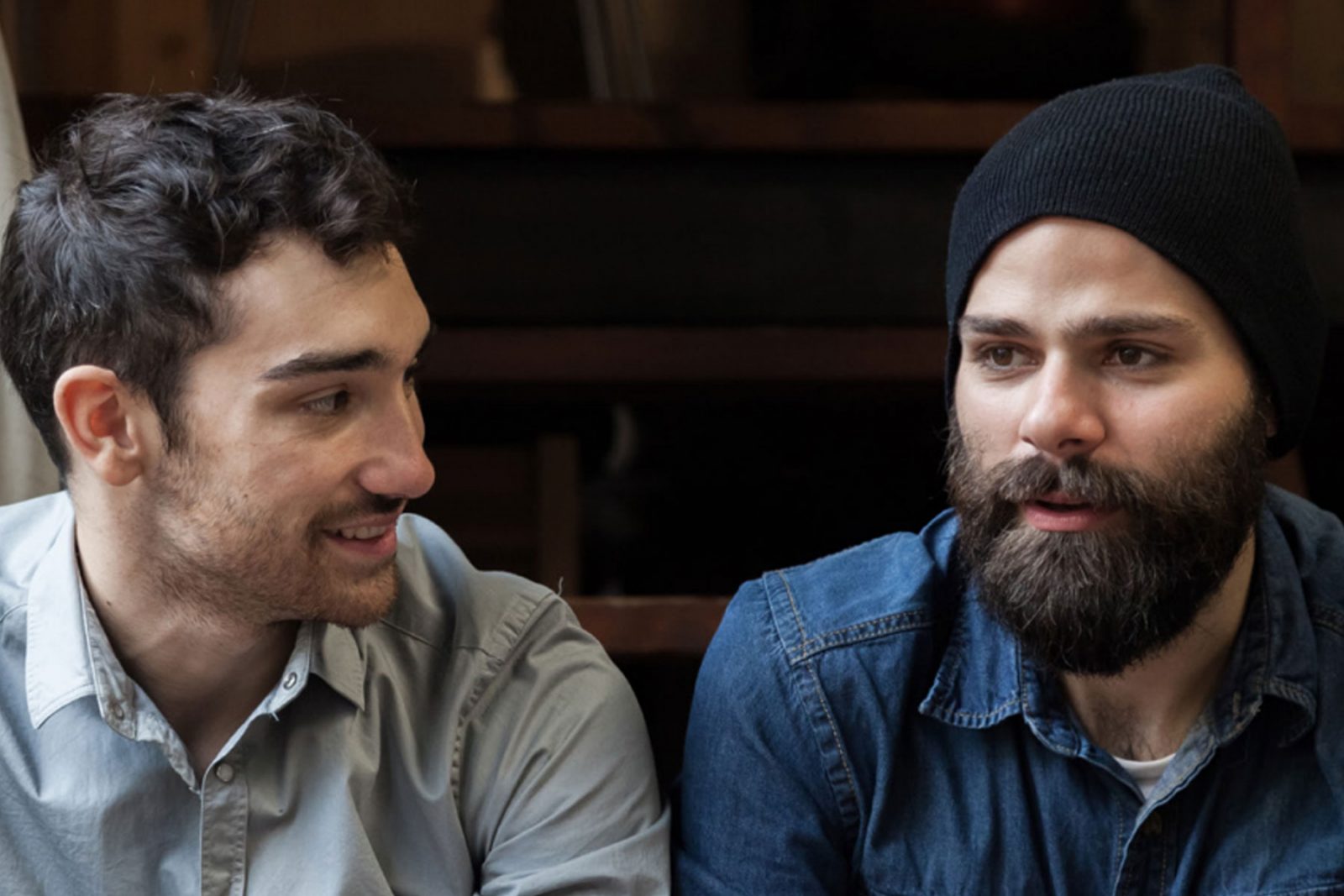 Two men talking
